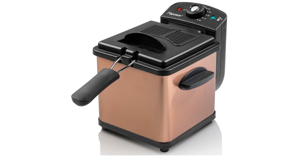 Bestron Mini Fritteuse AF100CO mit Kaltzonen-Technik(kupfer/schwarz, 1.000 Watt, 1,2 L)