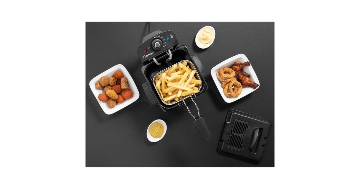 Bestron Mini Fritteuse AF100CO mit Kaltzonen-Technik(kupfer/schwarz, 1.000 Watt, 1,2 L)