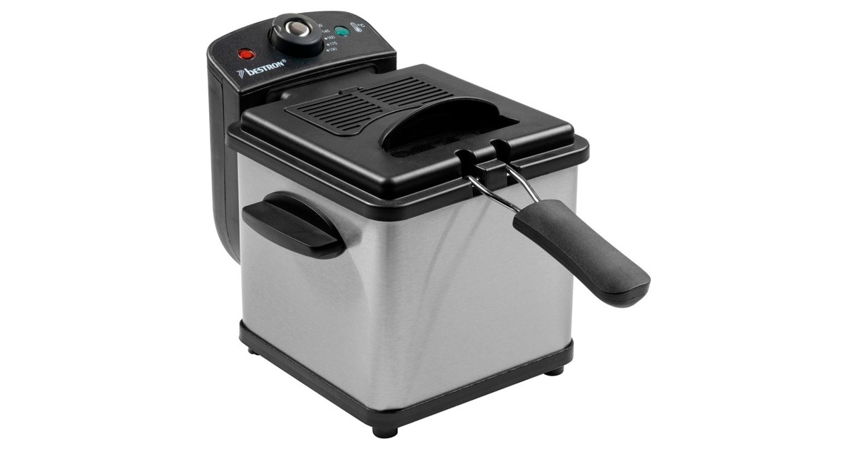Bestron Mini Fritteuse AF100S mit Kaltzonen-Technik(edelstahl/schwarz, 1.000 Watt, 1,2 L)