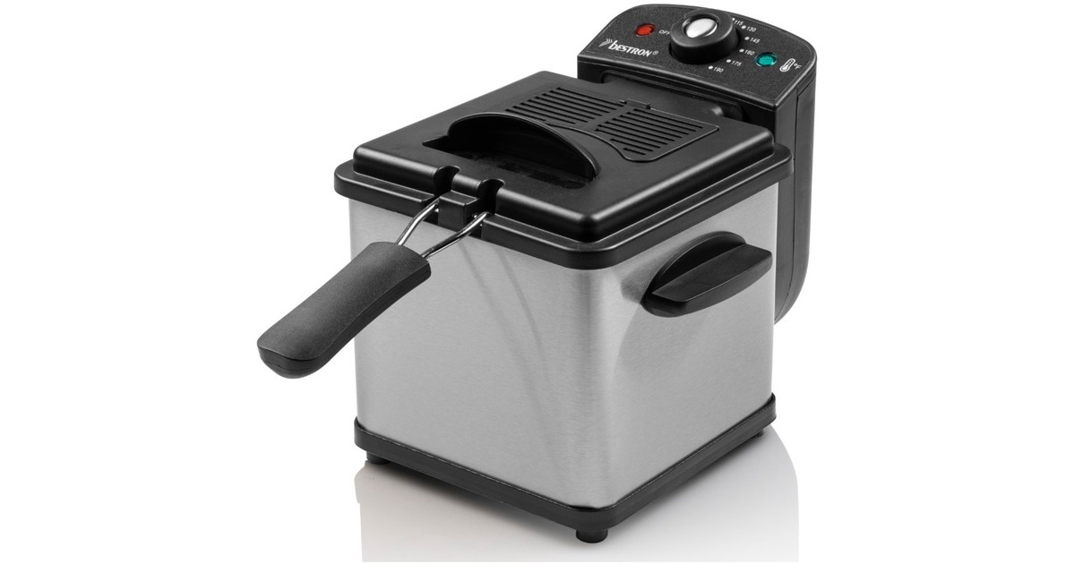 Bestron Mini Fritteuse AF100S mit Kaltzonen-Technik(edelstahl/schwarz, 1.000 Watt, 1,2 L)