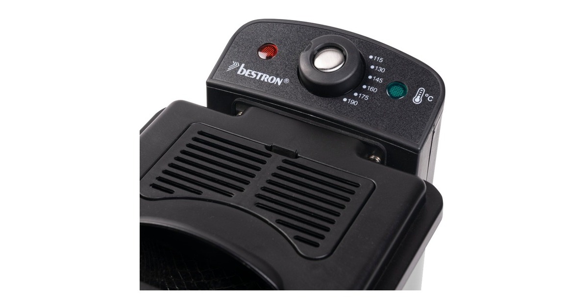 Bestron Mini Fritteuse AF100S mit Kaltzonen-Technik(edelstahl/schwarz, 1.000 Watt, 1,2 L)