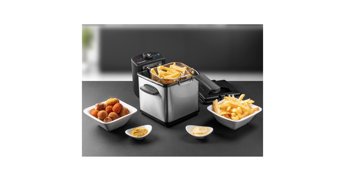 Bestron Mini Fritteuse AF100S mit Kaltzonen-Technik(edelstahl/schwarz, 1.000 Watt, 1,2 L)