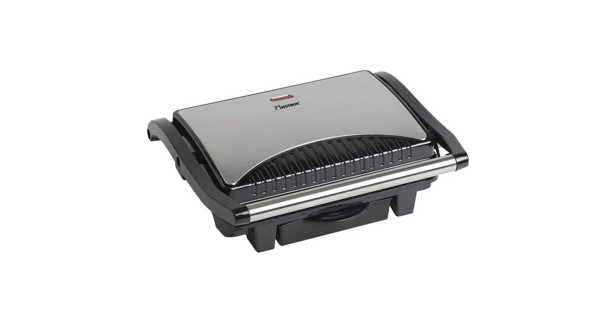 Bestron Paninigrill ASW113S, Kontaktgrill(edelstahl/schwarz, 1.000 Watt)