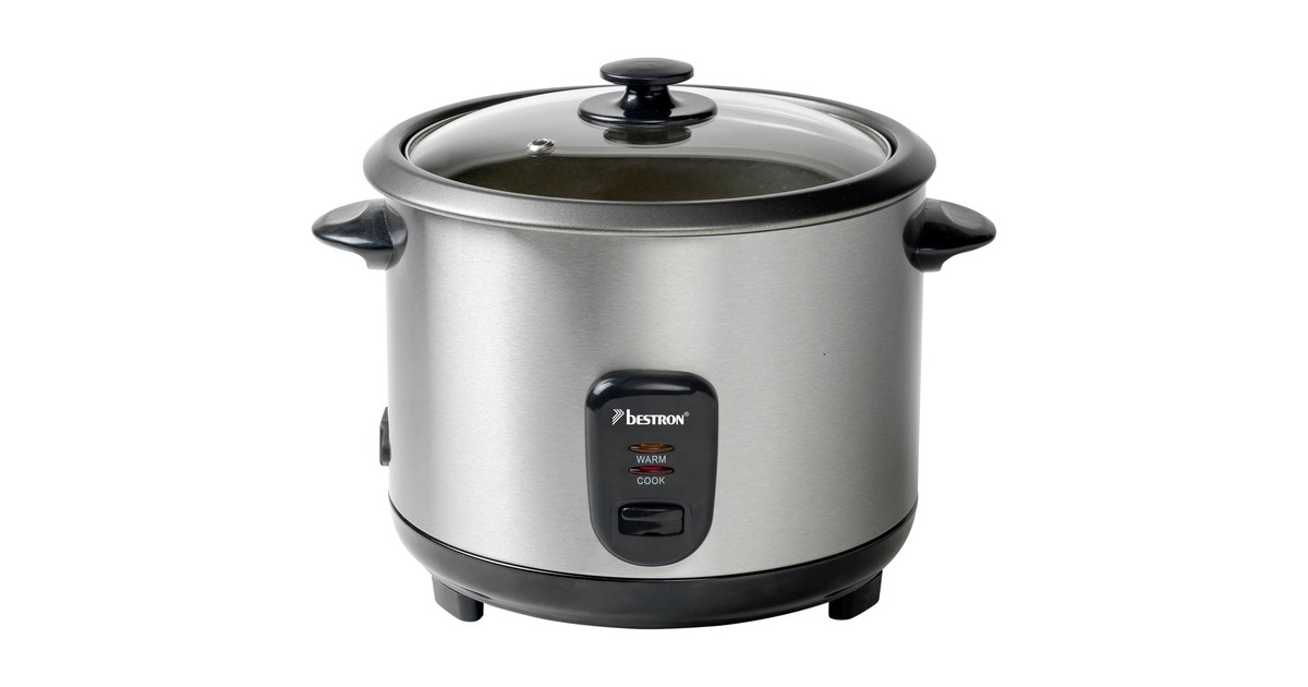 Bestron Reiskocher ARC180(edelstahl/weiß, 700 Watt, mit Dampfgarer)