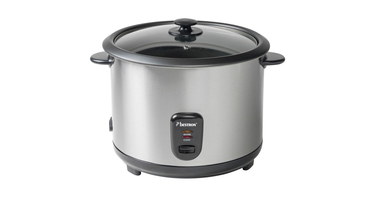 Bestron Reiskocher ARC280(edelstahl/schwarz, 1.000 Watt, mit Dampfgarer)