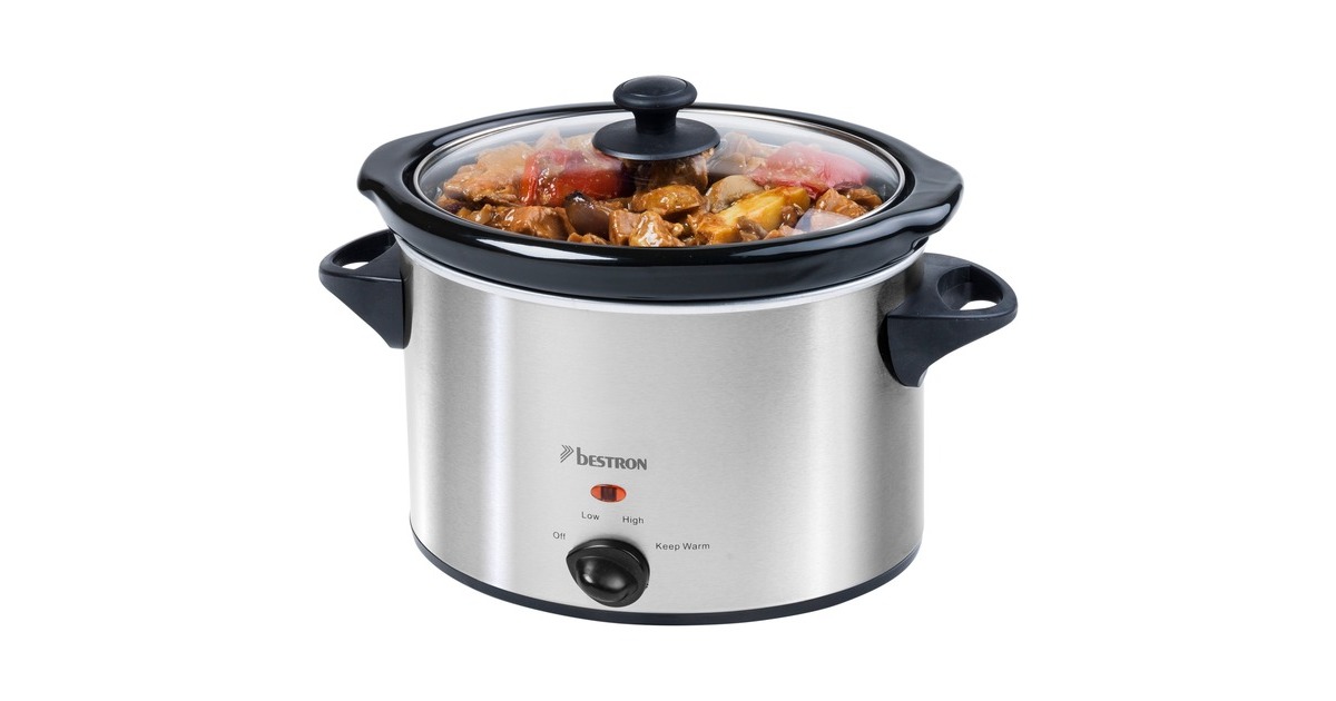 Bestron Slow Cooker ASC350, Multikocher(edelstahl/schwarz, 180 Watt, 3,5 Liter)