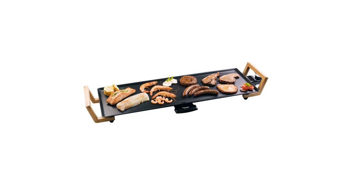 Bestron Teppanyaki XL ABP603BB, Elektro-Grillplatte(schwarz/holz, 1.800 Watt)