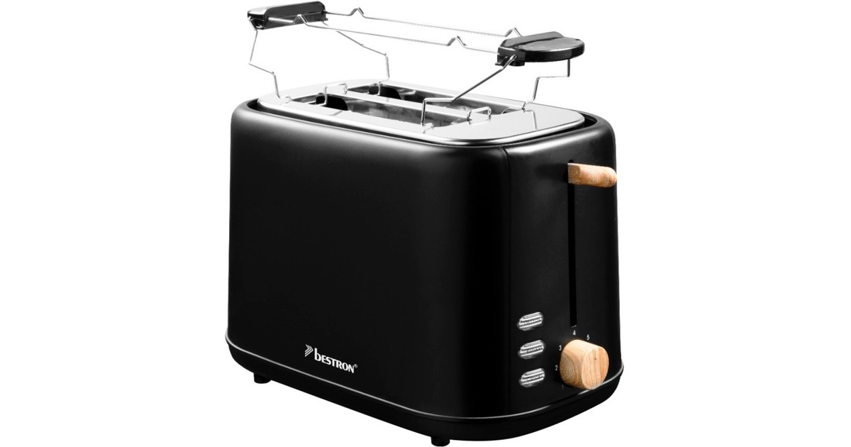 Bestron Toaster ATO850BW(schwarz/holz, 800 Watt, für 2 Scheiben Toast) Bestron Toaster ATO850BW(schwarz/holz, 800 Watt, für 2 Scheiben Toast)