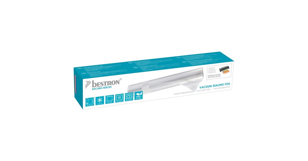Bestron Vakuum-Folienrolle für AVS501, Vakuumier-Folien(transparent, 28cm breit)
