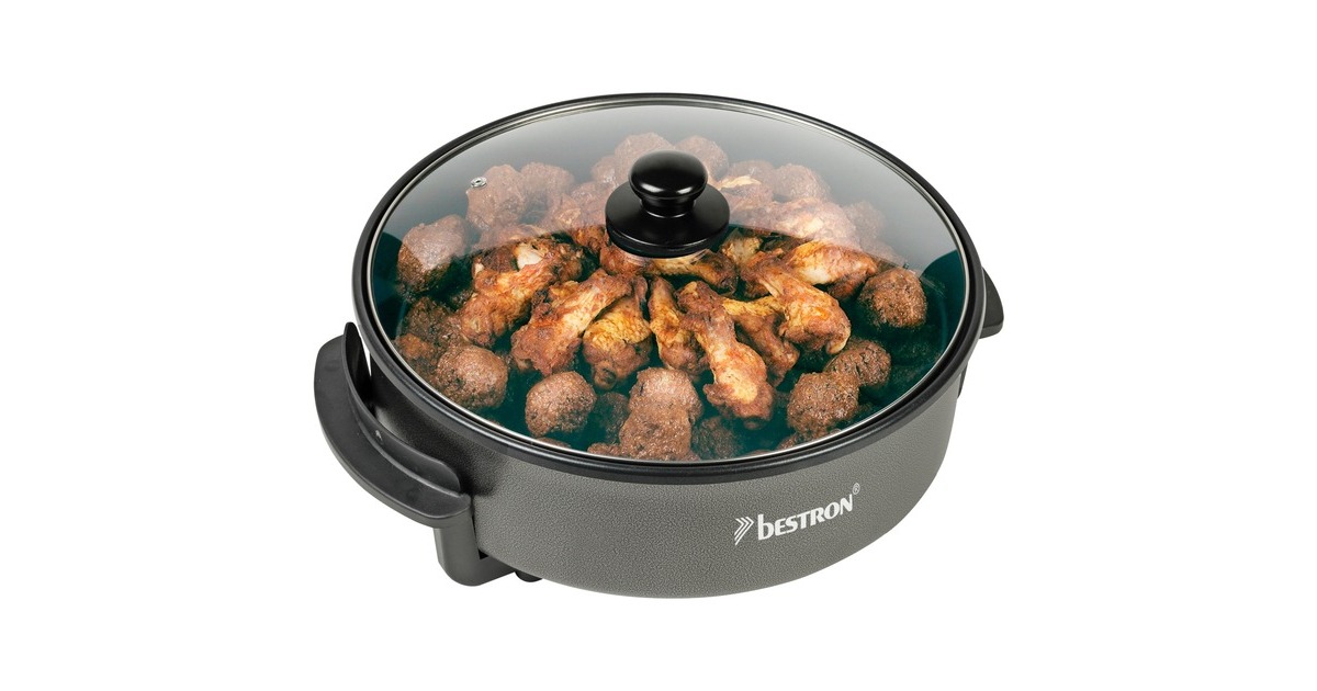 Bestron XL Multifunktions-Party- /Snackpfanne AHP1800Z(grau/schwarz, 1.500 Watt, Ø 40cm)