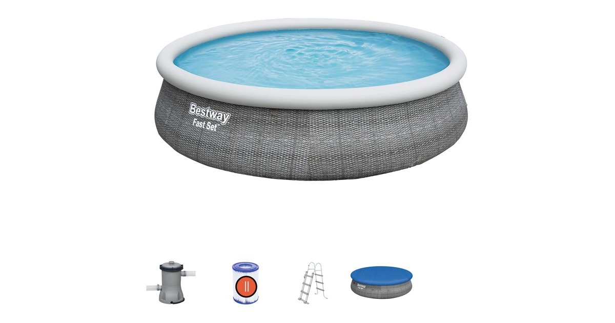 Bestway Fast Set Aufstellpool-Set, Ø 457cm x 107cm, Schwimmbad(grau, mit Filterpumpe) Bestway Fast Set Aufstellpool-Set, Ø 457cm x 107cm, Schwimmbad(grau, mit Filterpumpe)
