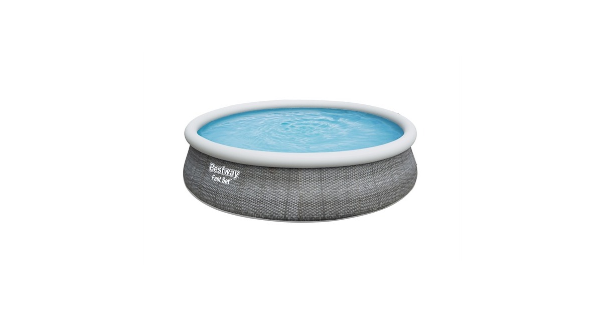 Bestway Fast Set Aufstellpool-Set, Ø 457cm x 107cm, Schwimmbad(grau, mit Filterpumpe)