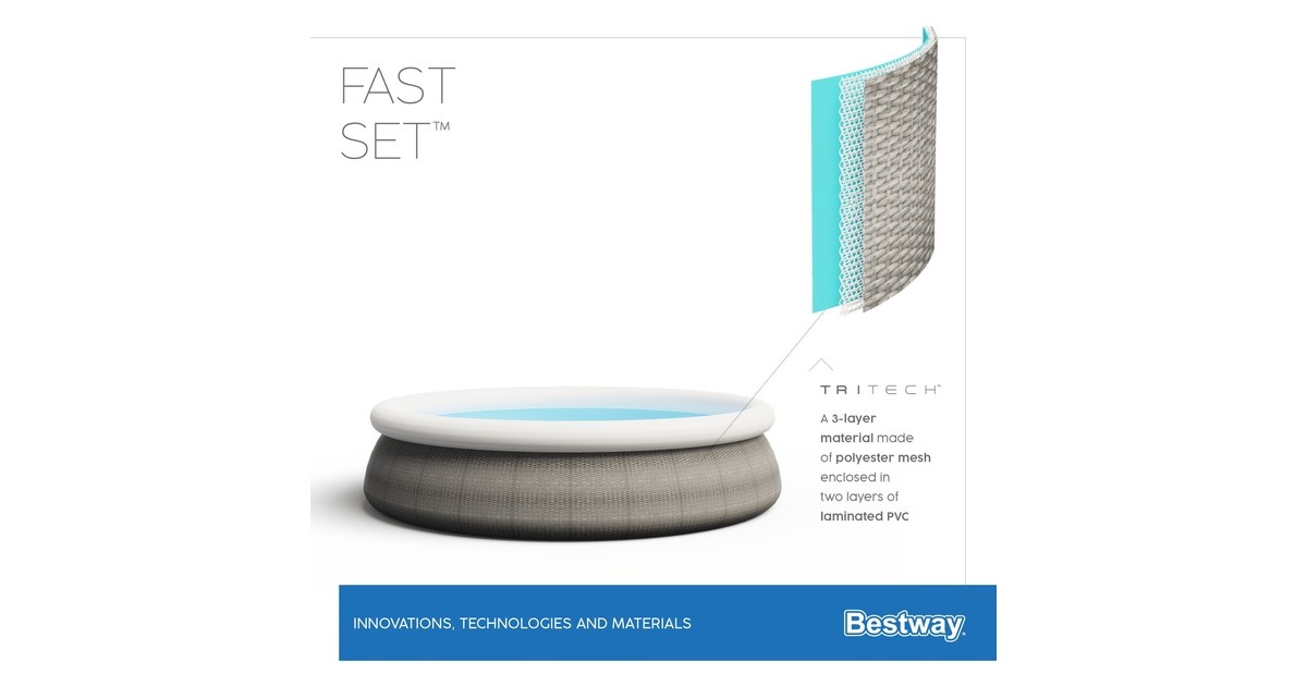 Bestway Fast Set Aufstellpool-Set, Ø 457cm x 107cm, Schwimmbad(grau, mit Filterpumpe)