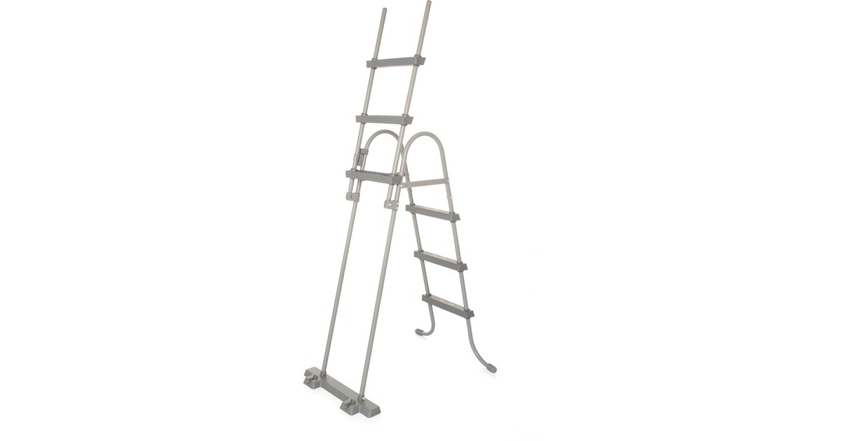 Bestway Power Steel Rectangular Frame Pool-Set, 404cm x 201cm x 100cm, Schwimmbad(hellgrau, mit Sandfilteranlage)