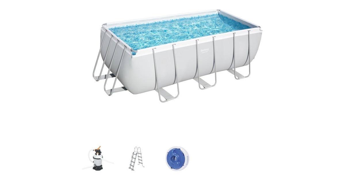 Bestway Power Steel Rectangular Frame Pool-Set, 412cm x 201cm x 122cm, Schwimmbad(hellgrau, mit Sandfilteranlage) Bestway Power Steel Rectangular Frame Pool-Set, 412cm x 201cm x 122cm, Schwimmbad(hellgrau, mit Sandfilteranlage)