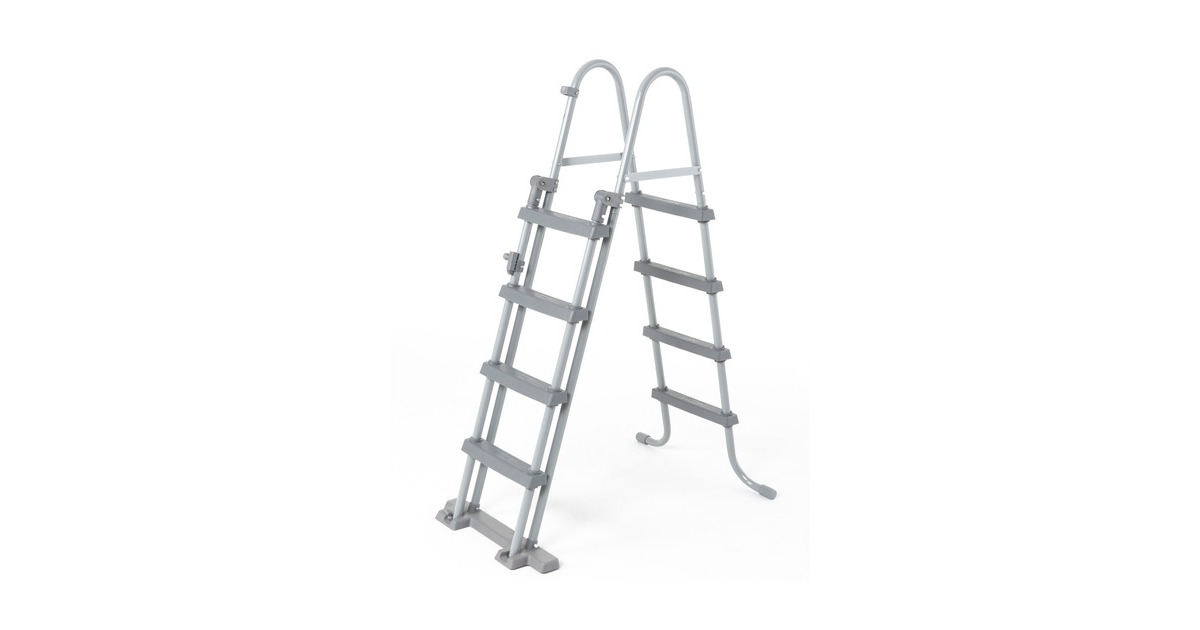 Bestway Power Steel Rectangular Frame Pool-Set, 412cm x 201cm x 122cm, Schwimmbad(hellgrau, mit Sandfilteranlage)