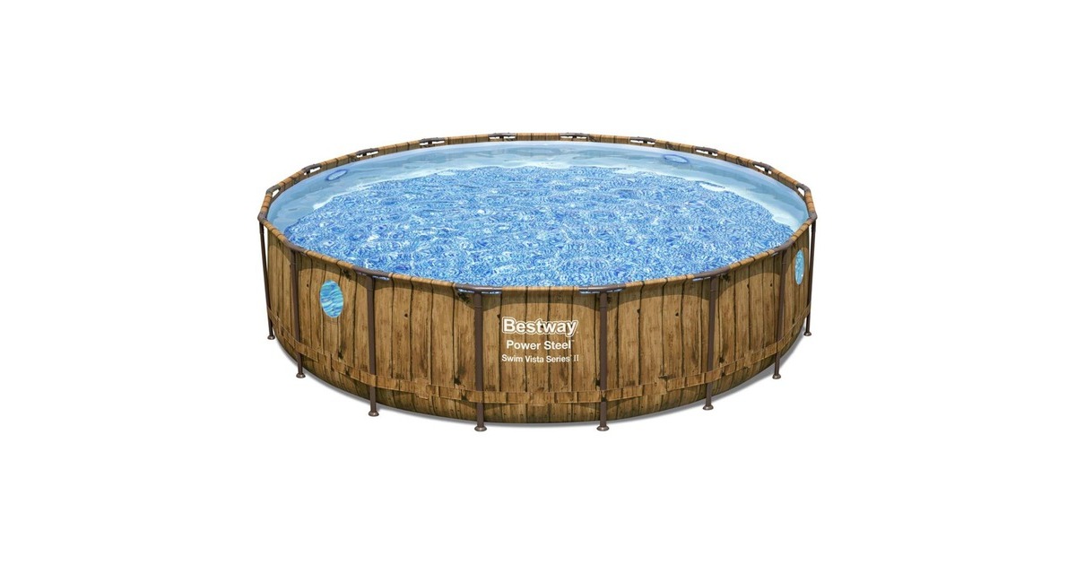 Bestway Power Steel Swim Vista Frame Pool-Set, Ø 549cm x 122cm, Schwimmbad(braun/hellblau, mit Sichtfenstern + Filterpumpe) Bestway Power Steel Swim Vista Frame Pool-Set, Ø 549cm x 122cm, Schwimmbad(braun/hellblau, mit Sichtfenstern + Filterpumpe)