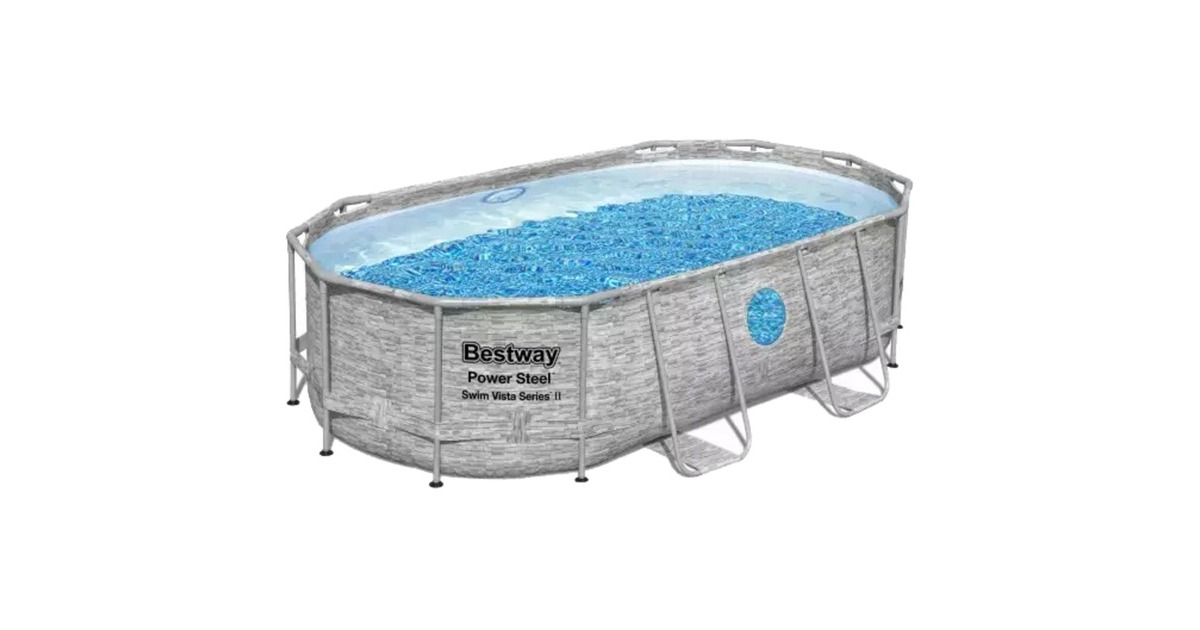 Bestway Power Steel Swim Vista Oval Frame Pool-Set, 427 x 250 x 100cm, Schwimmbad(grau, mit Sichtfenstern, Modell 2022) Bestway Power Steel Swim Vista Oval Frame Pool-Set, 427 x 250 x 100cm, Schwimmbad(grau, mit Sichtfenstern, Modell 2022)