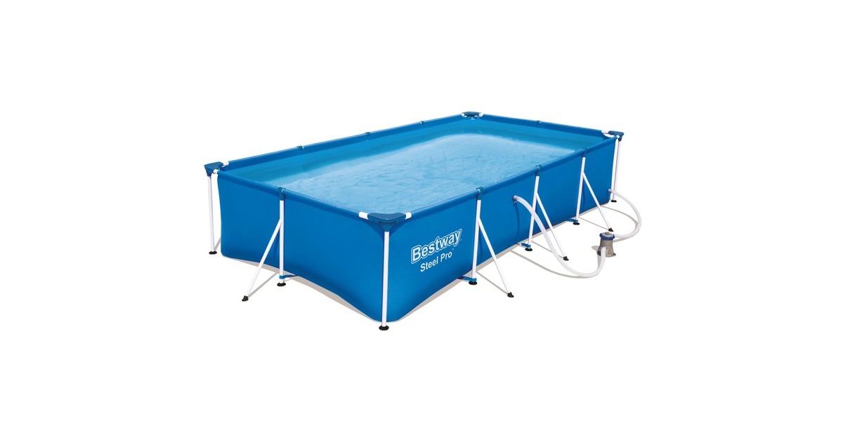 Bestway Steel Pro Frame Pool Set, Schwimmbad(blau, 400cm x 211cm x 81cm, mit Filterpumpe) Bestway Steel Pro Frame Pool Set, Schwimmbad(blau, 400cm x 211cm x 81cm, mit Filterpumpe)