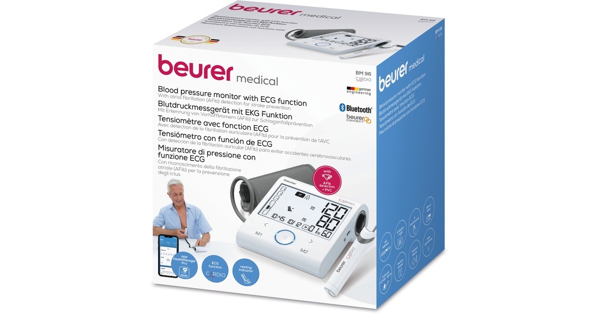 Beurer BM 96 Cardio mit EKG-Funktion, Blutdruckmessgerät(weiß/grau)