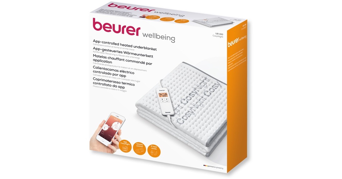 Beurer Komfort-Wärmeunterbett UB 190 CosyNight(weiß/hellgrau, 80 x 150 cm)