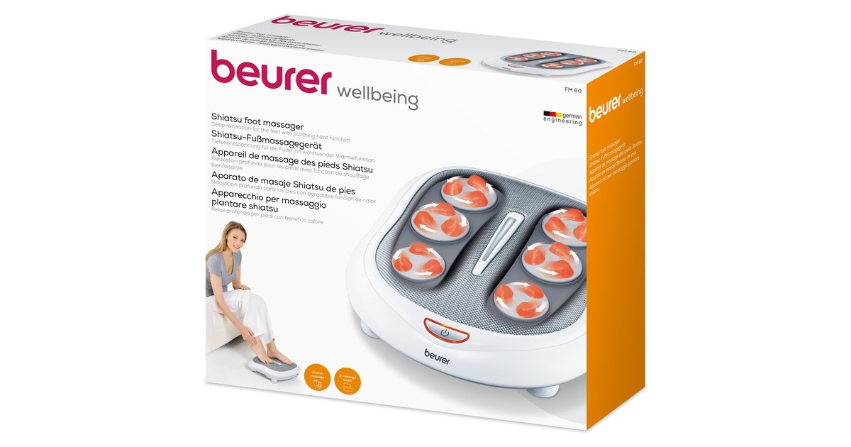 Beurer Shiatsu-Fußmassagerät FM60, Massagegerät(weiß/grau, Retail)