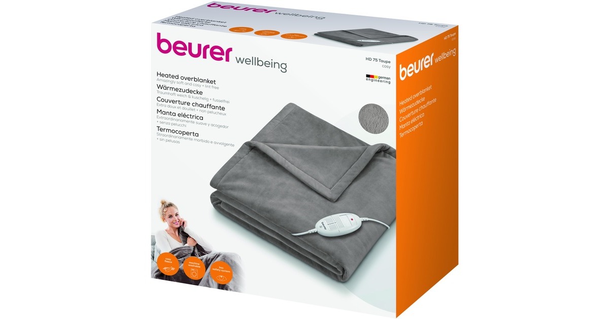 Beurer Wärmezudecke HD 75 Cosy , Heizdecke(grau, 130 x 180 cm)