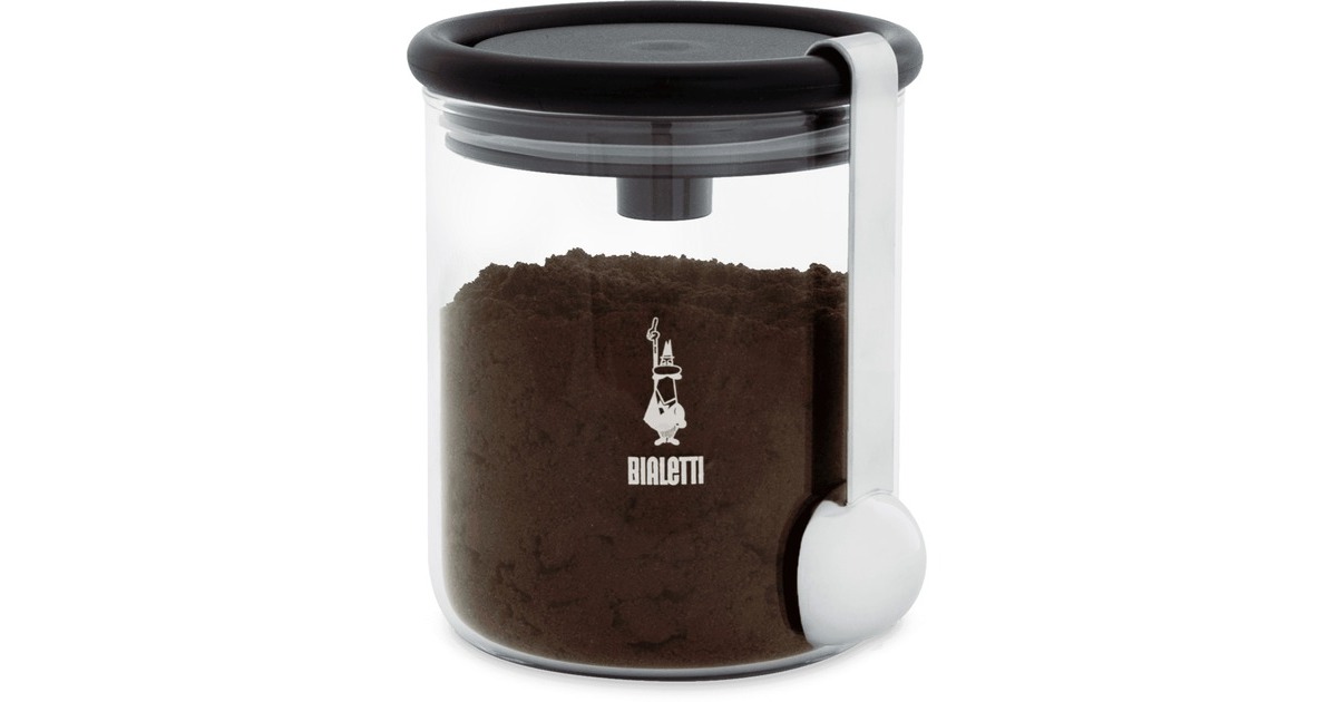 Bialetti Aufbewahrungsglas für Kaffeepulver(transparent/schwarz)
