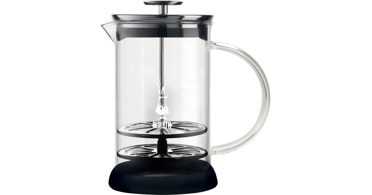 Bialetti Cappuccinatore aus Glas, Milchaufschäumer(schwarz/transparent)