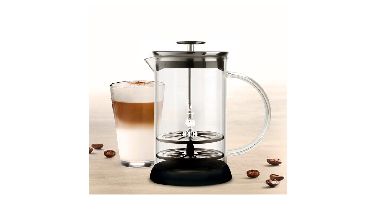 Bialetti Cappuccinatore aus Glas, Milchaufschäumer(schwarz/transparent)