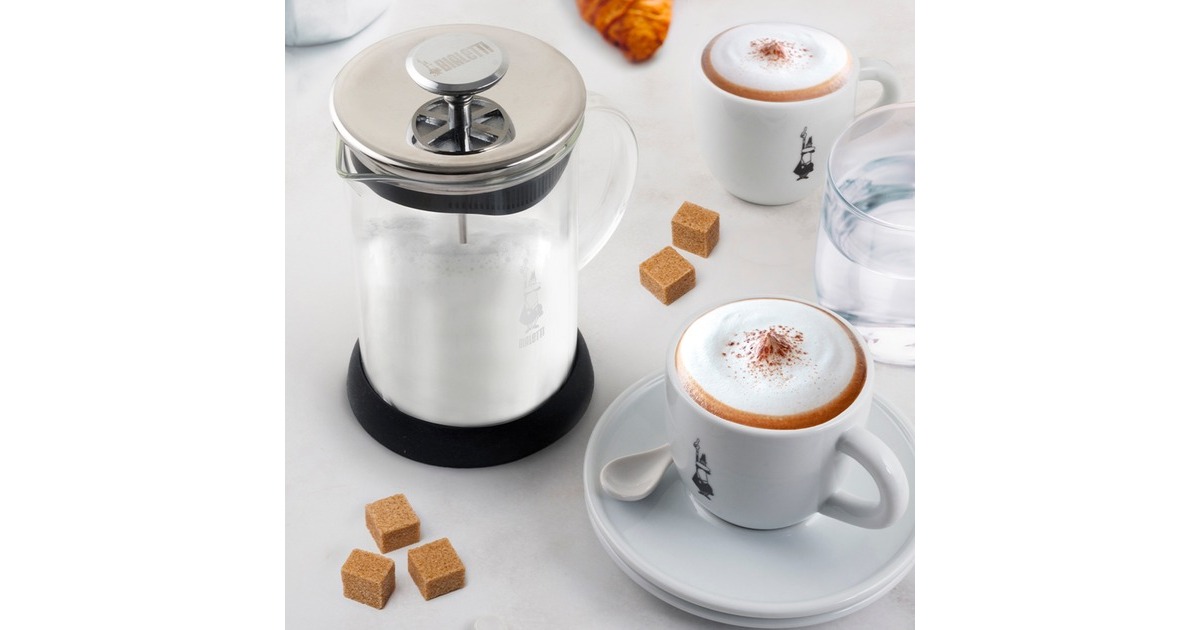 Bialetti Cappuccinatore aus Glas, Milchaufschäumer(schwarz/transparent)