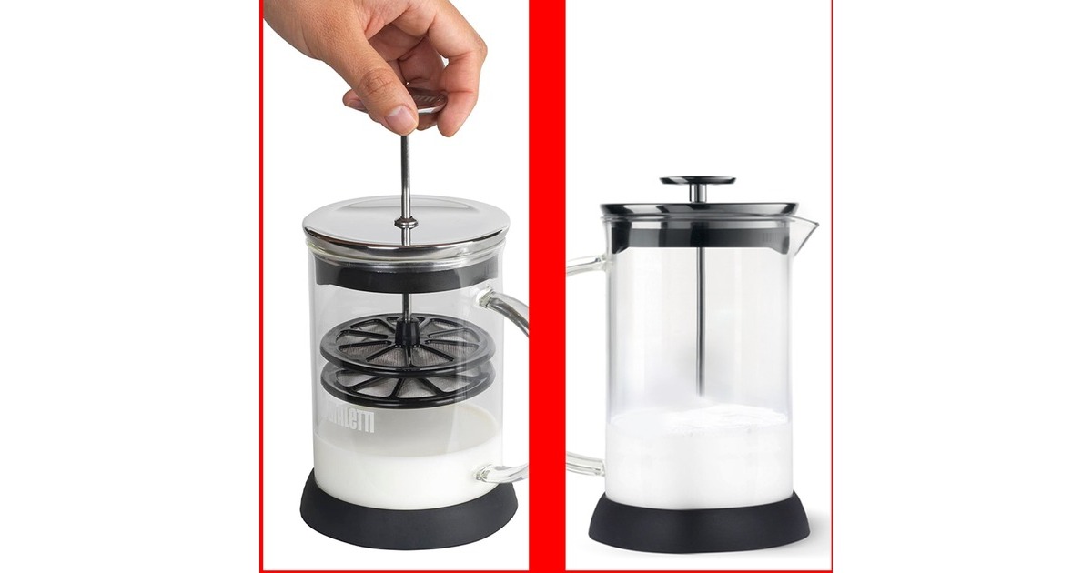 Bialetti Cappuccinatore aus Glas, Milchaufschäumer(schwarz/transparent)