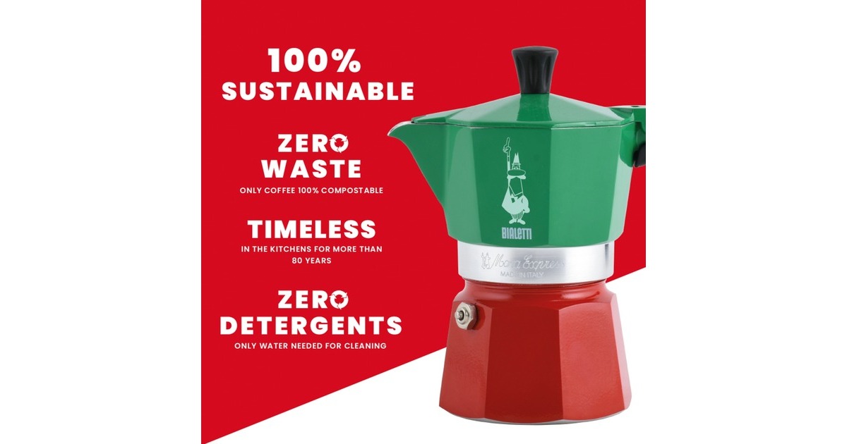 Bialetti Moka Express Tricolore, Espressomaschine(grün/rot, 3 Tassen)