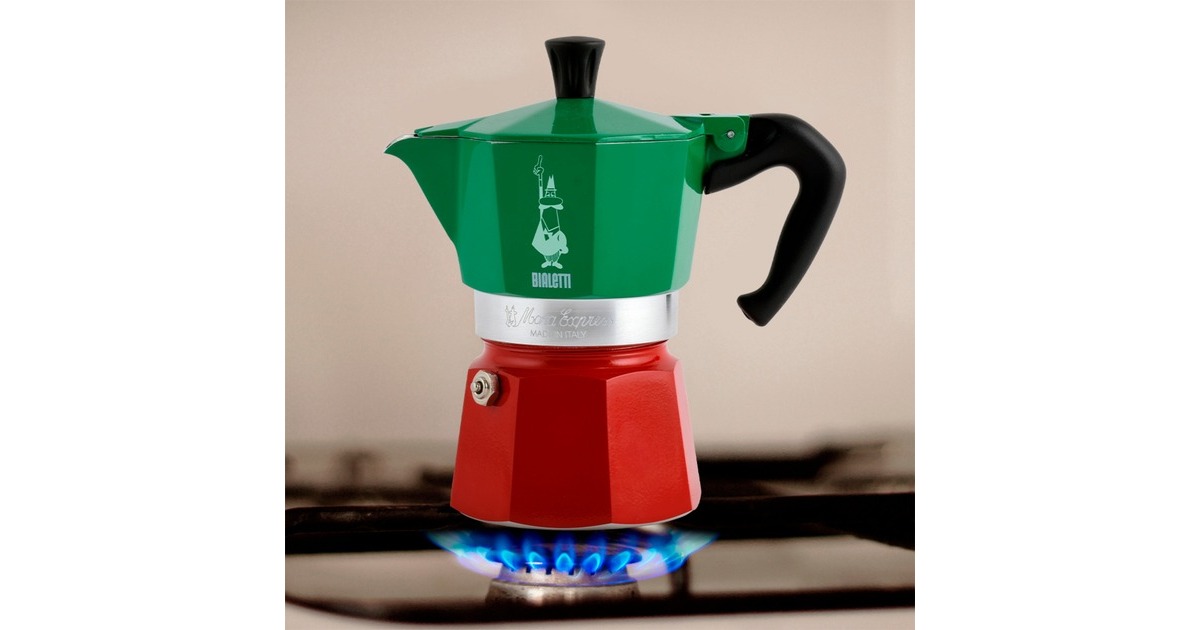Bialetti Moka Express Tricolore, Espressomaschine(grün/rot, 6 Tassen)