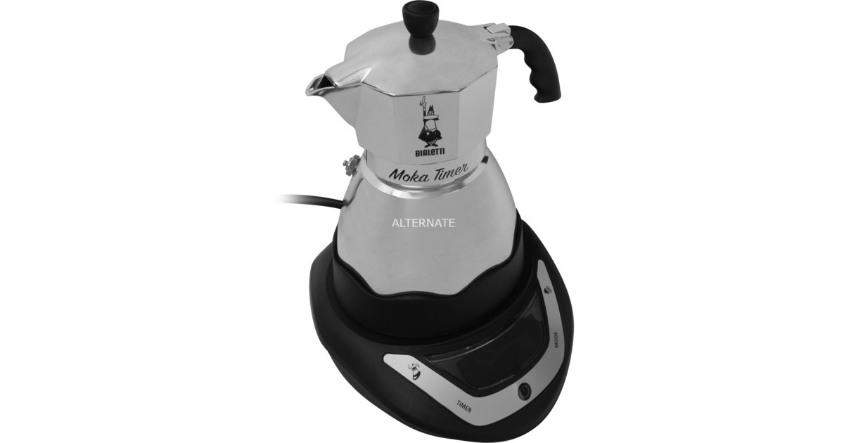 Bialetti Moka Timer, Espressomaschine(silber/schwarz, 3 Tassen)