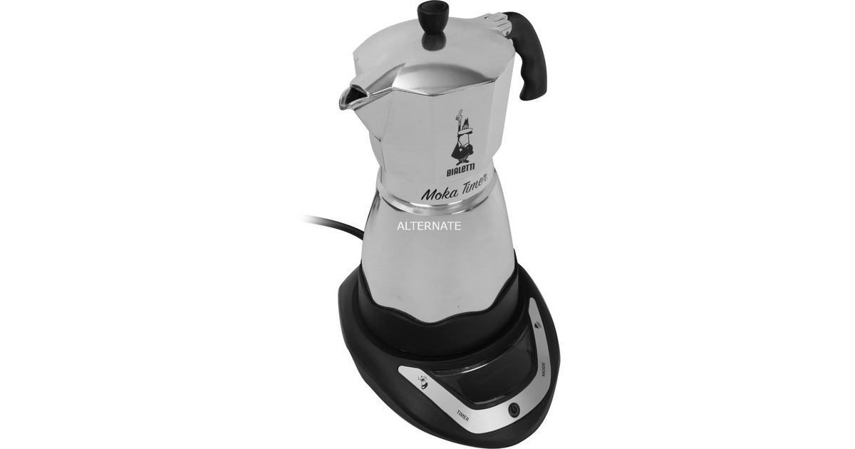 Bialetti Moka Timer, Espressomaschine(silber/schwarz, 6 Tassen)