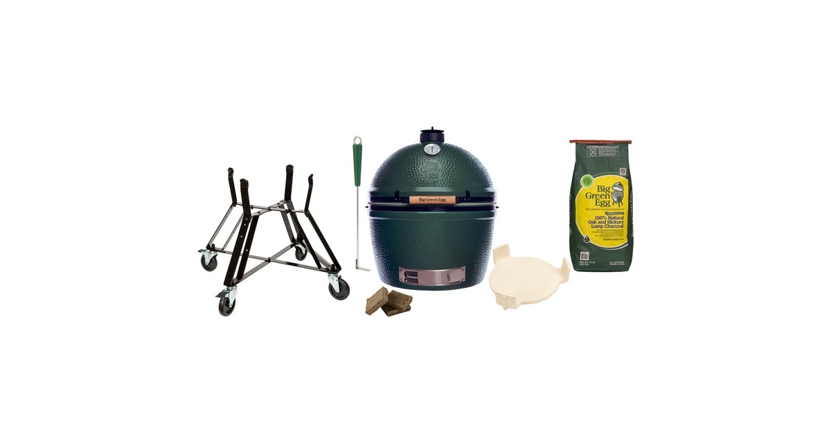 Big Green Egg 2XL, Starter-Paket, Holzkohlegrill(grün, Ø 73cm)