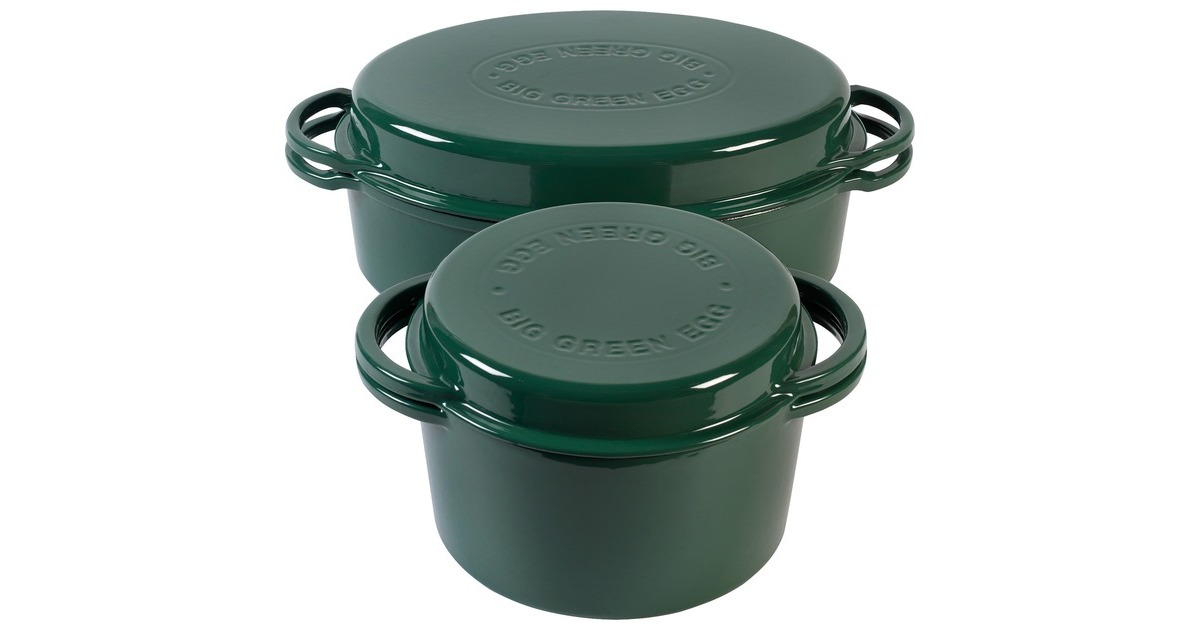Big Green Egg Dutch Oven Grün, oval, 5,2 Liter, Topf(grün, für Big Green Egg Large, XLarge, 2XL)