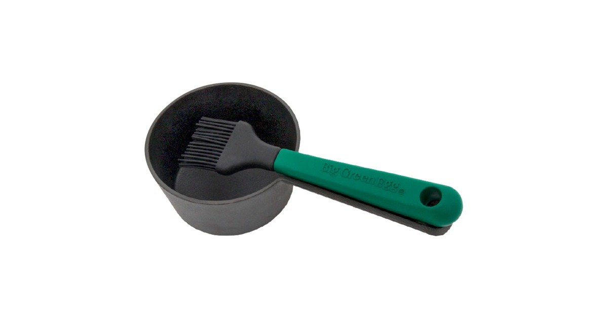 Big Green Egg Gusseisen-Saucentopf mit Pinsel, Ø 12cm(anthrazit/grün, für Big Green Egg MiniMax, Small, Medium, Large, XLarge, 2XL)