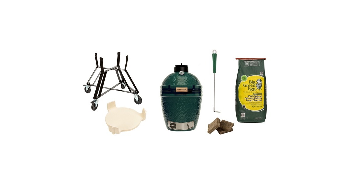 Big Green Egg Medium, Starter-Paket, Holzkohlegrill(grün, Ø 40cm)