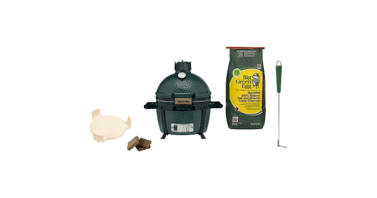 Big Green Egg MiniMax, Starter-Paket, Holzkohlegrill(grün, Ø 33cm)