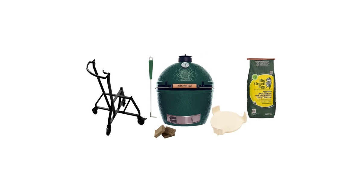 Big Green Egg XLarge, Starter-Paket, Holzkohlegrill(grün, Ø 61cm)