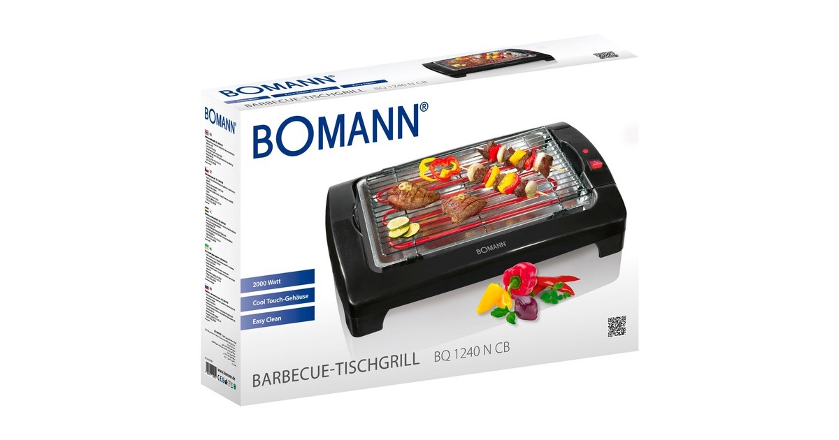 Bomann Barbeque-Tischgrill BQ 1240 CB, Elektrogrill(schwarz, 2.000 Watt)