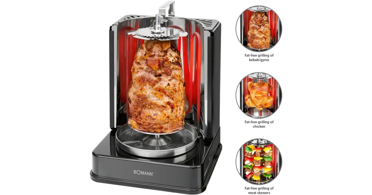 Bomann Döner-Multigrill DVG 3006 CB, Elektrogrill(schwarz, 1.400 Watt)