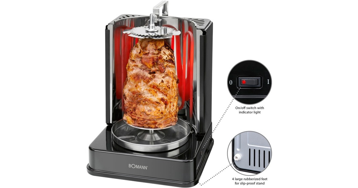 Bomann Döner-Multigrill DVG 3006 CB, Elektrogrill(schwarz, 1.400 Watt)