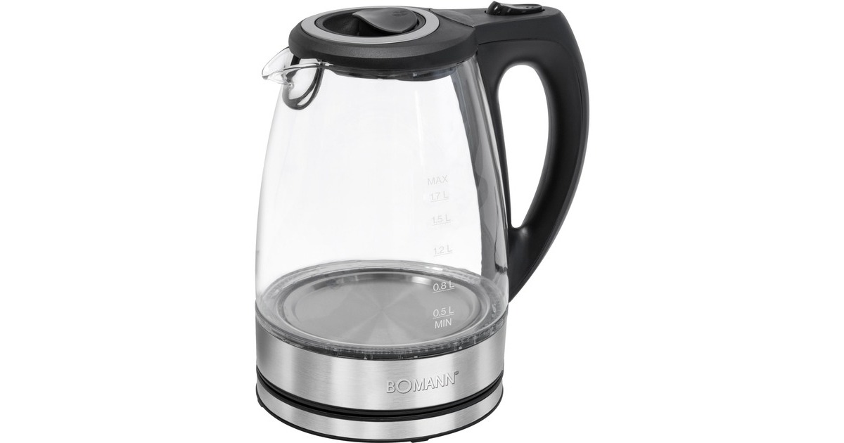 Bomann Glas-Wasserkocher WKS 6032 G(edelstahl/schwarz, 1,7 Liter)