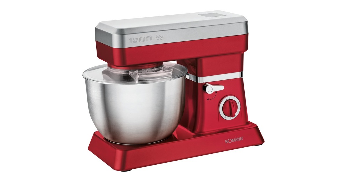 Bomann Knetmaschine KM 398 CB, Küchenmaschine(rot/silber, 1.200 Watt)