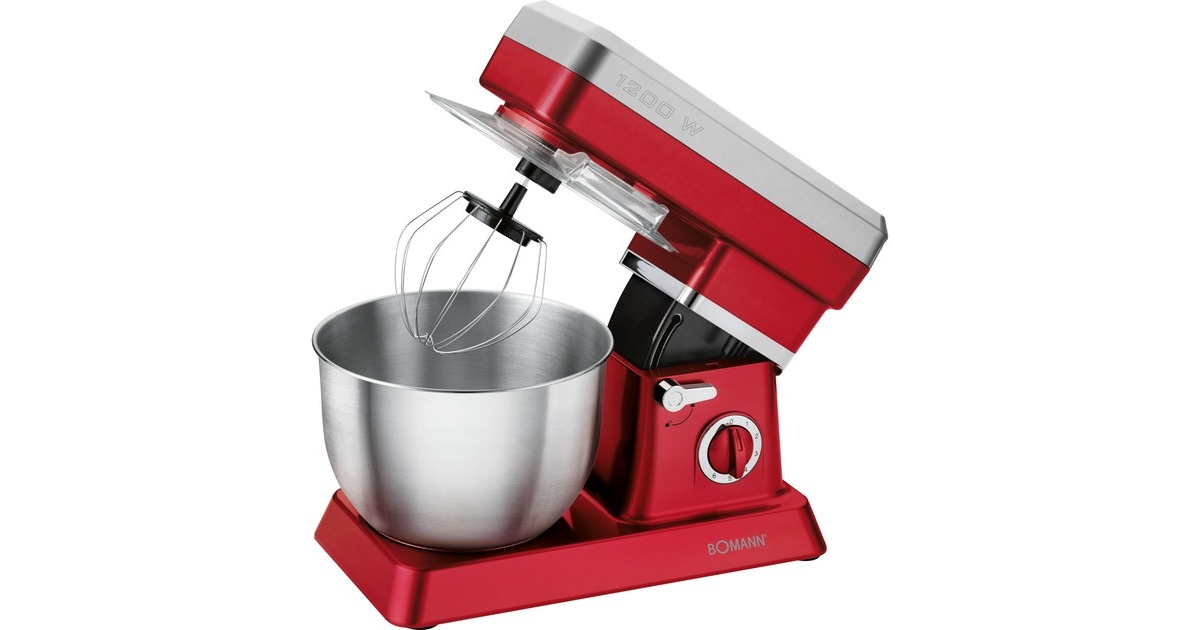 Bomann Knetmaschine KM 398 CB, Küchenmaschine(rot/silber, 1.200 Watt)