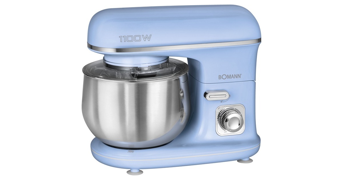 Bomann Knetmaschine KM 6030, Küchenmaschine(hellblau/silber, 1.100 Watt)