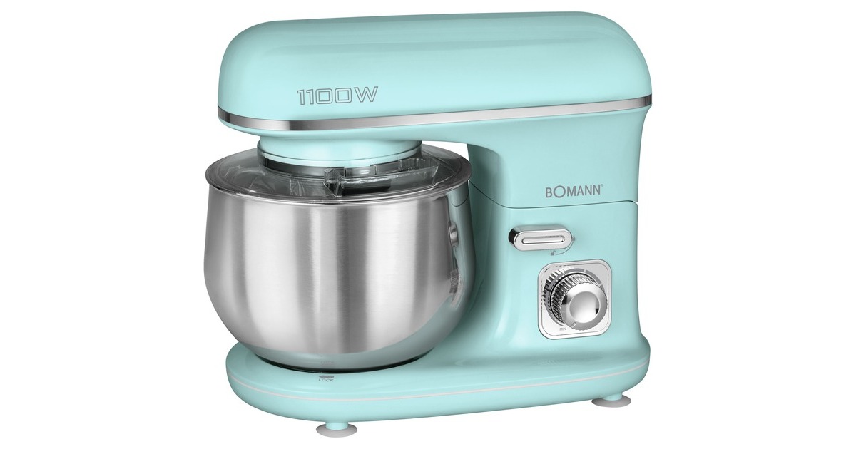 Bomann Knetmaschine KM 6030, Küchenmaschine(türkis/silber, 1.100 Watt)